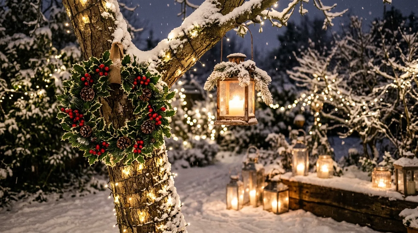 Light the path so the entry feels inviting inspiration for an outdoor holiday display.
